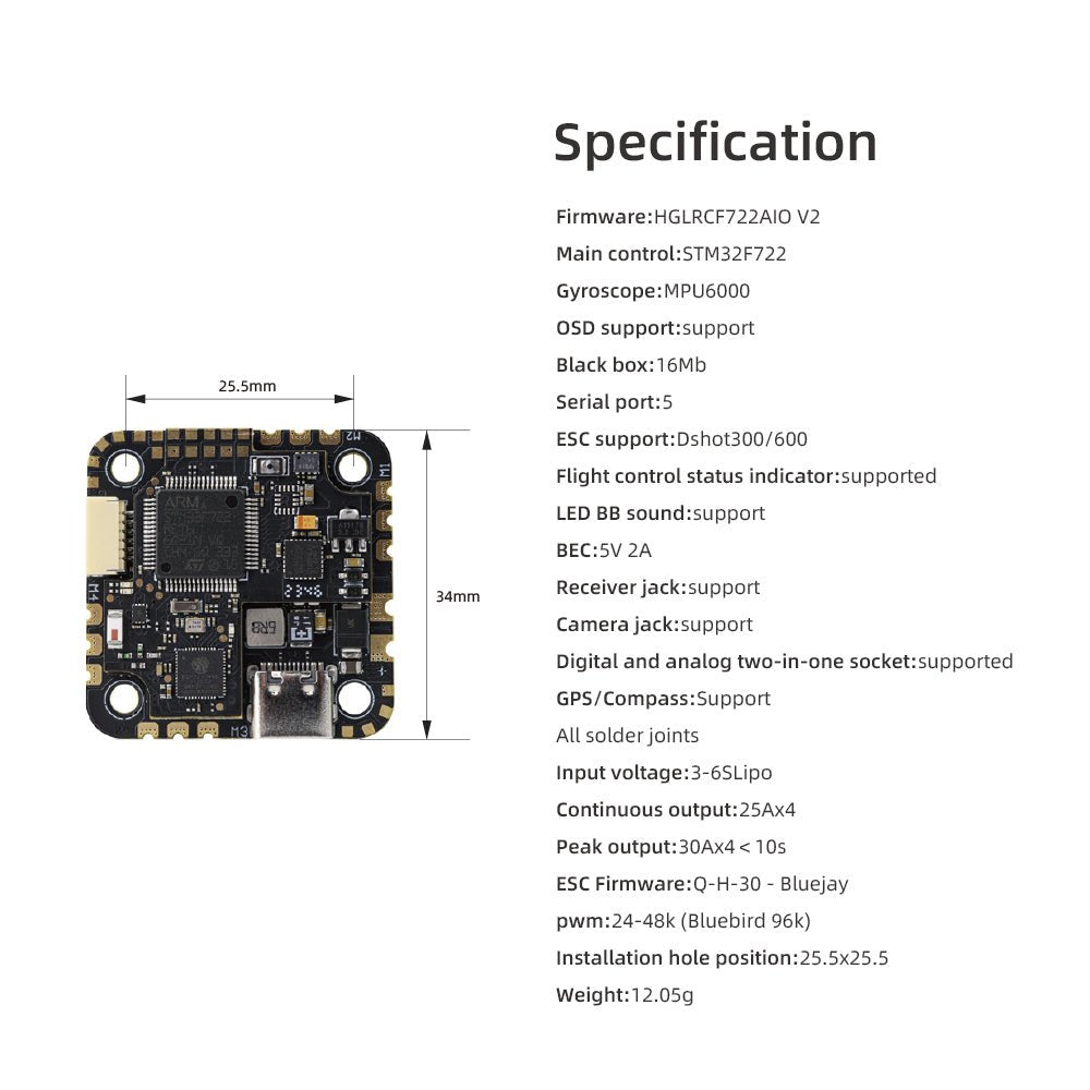 HGLRC SPECTER 25A AIO HD/Analog VTX Wireless Bluetooth tuning parameter adjustment integrated AIO