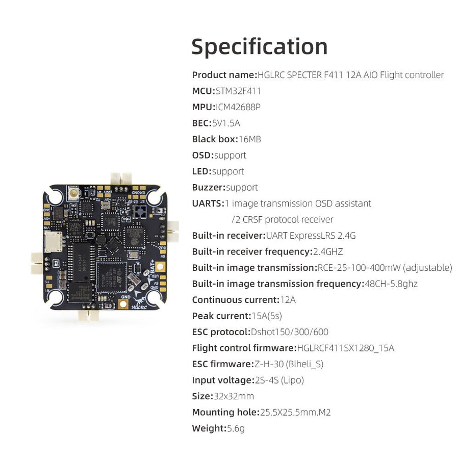 HGLRC SPECTER F411 12A AIO