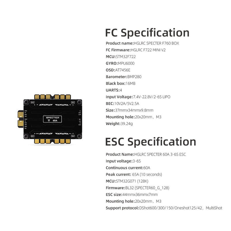 HGLRC SPECTER F760 BOX integrated Stack