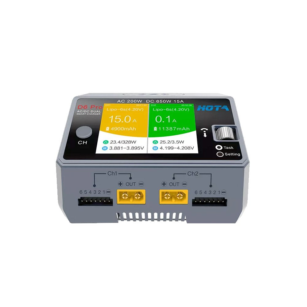 HOTA D6 Pro 325W 15A 1-6S Dual Channel AC/DC Smart Charger w/ Wireless Charging