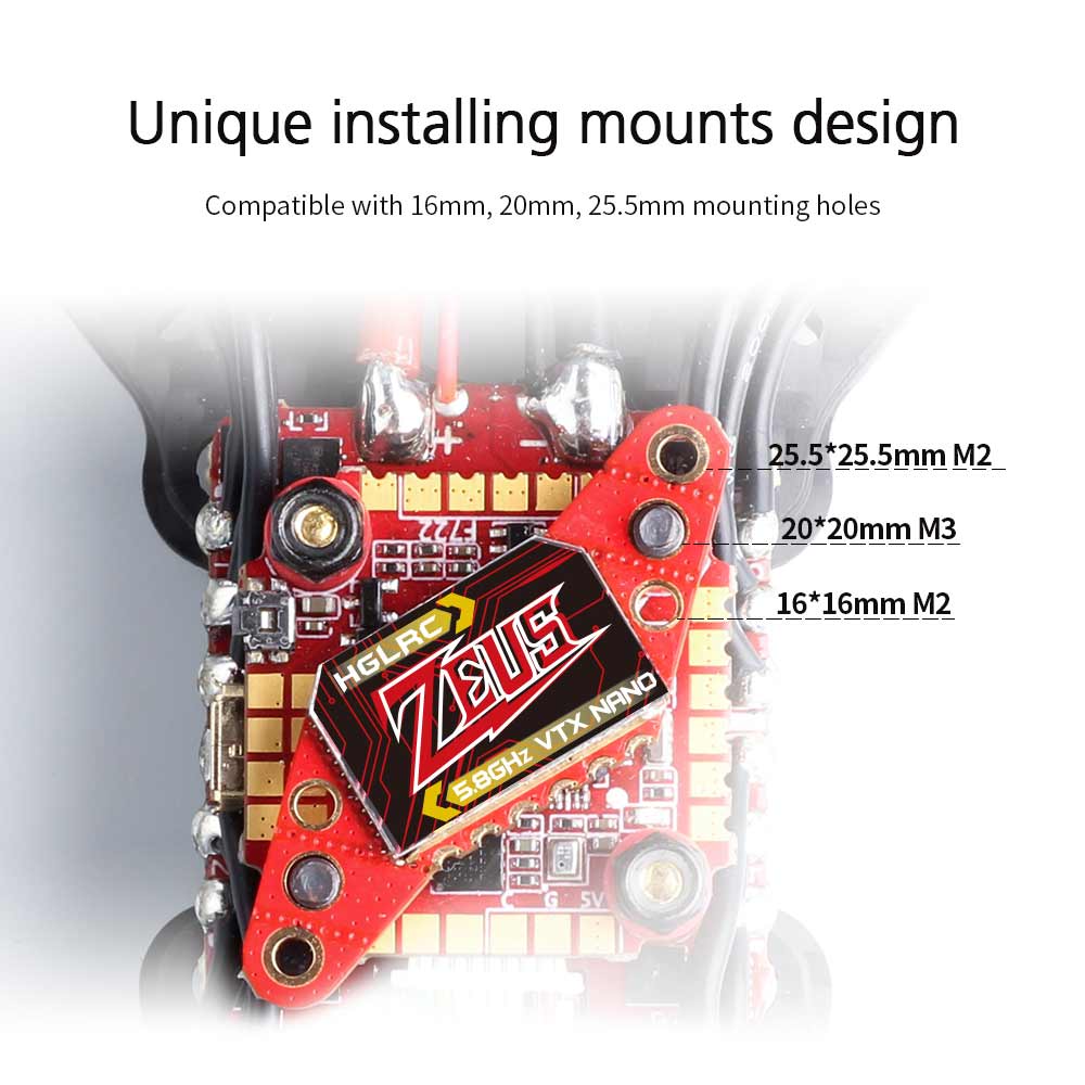 HGLRC Zeus nano VTX 350mW 16x16 20x20 25.5x25.5 mm For FPV Racing Drone - HGLRC Company